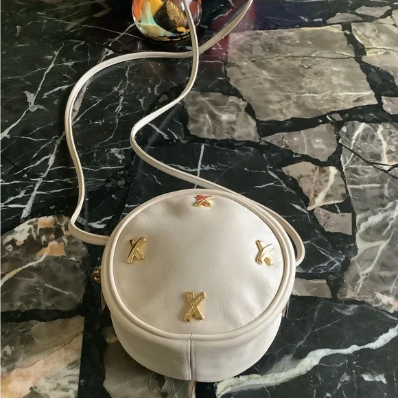 Vintage Paloma Picasso round nude calf leather X shoulder,crossbody ,belt bag